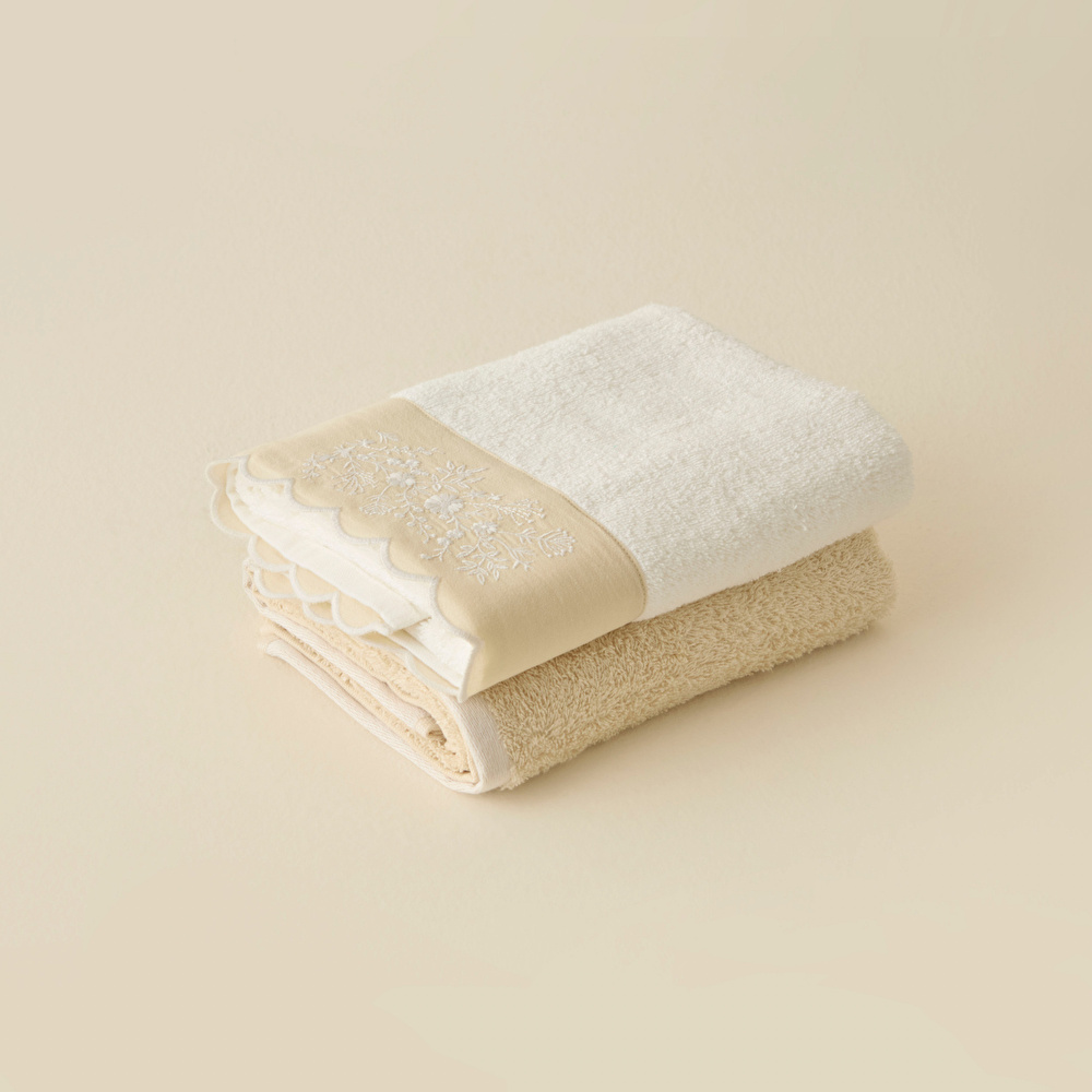 Kaşmir Home Maja 2'li Yüz Havlusu Set Offwhite görseli 3