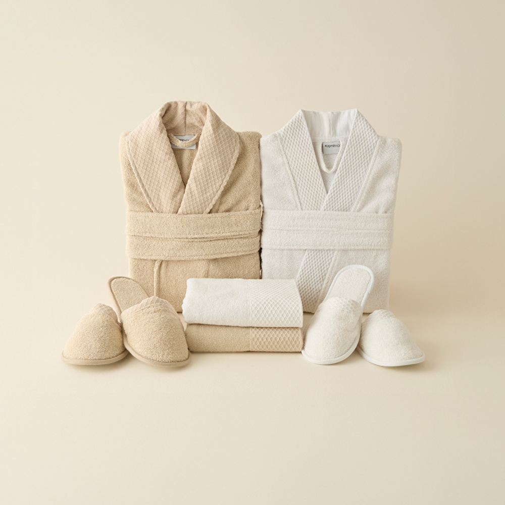 Kaşmir Home Pery 6 Parça Aile Banyo Seti Offwhite-Bej görseli 7