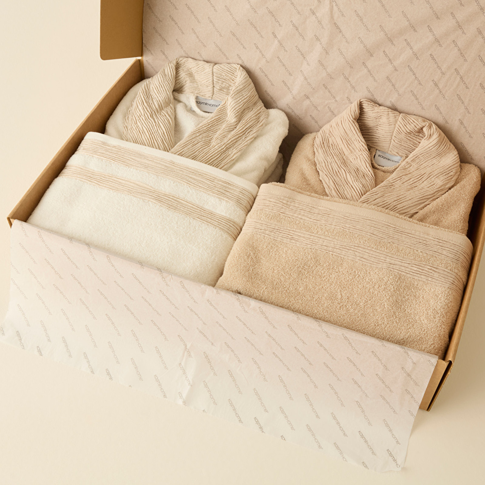 Kaşmir Home Elin 6 Parça Aile Banyo Seti Offwhite-Bej görseli 6