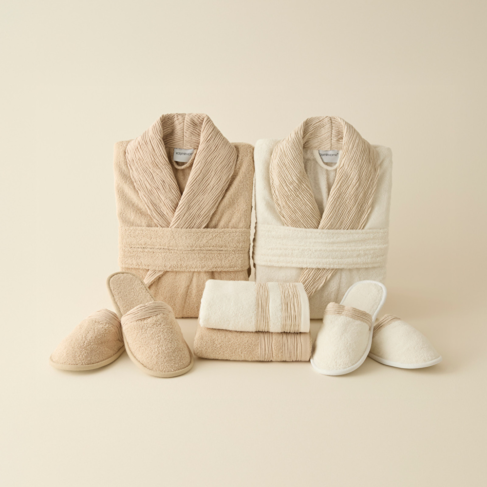 Kaşmir Home Elin 6 Parça Aile Banyo Seti Offwhite-Bej görseli 7