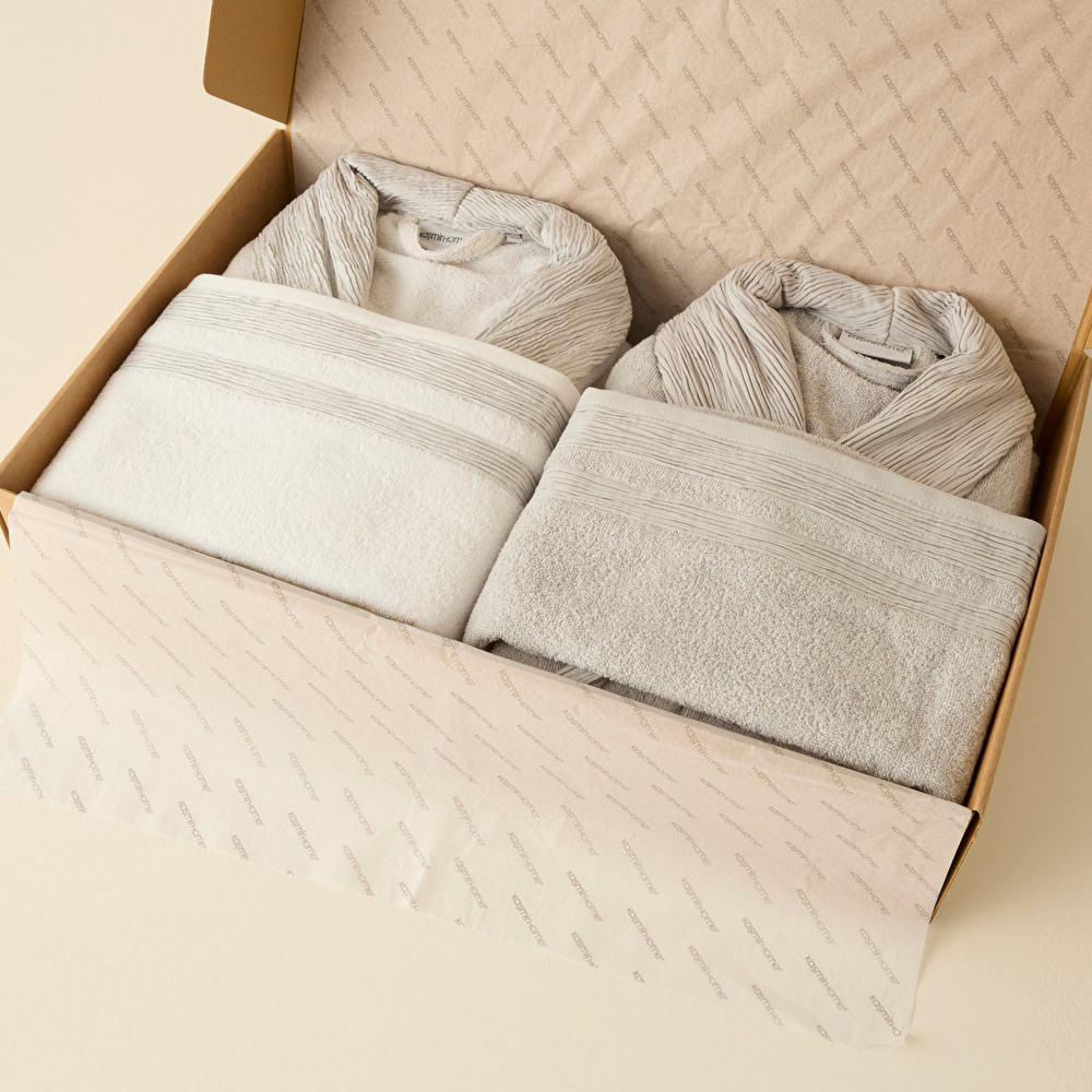 Kaşmir Home Elin 6 Parça Aile Banyo Seti Offwhite Gri görseli 6