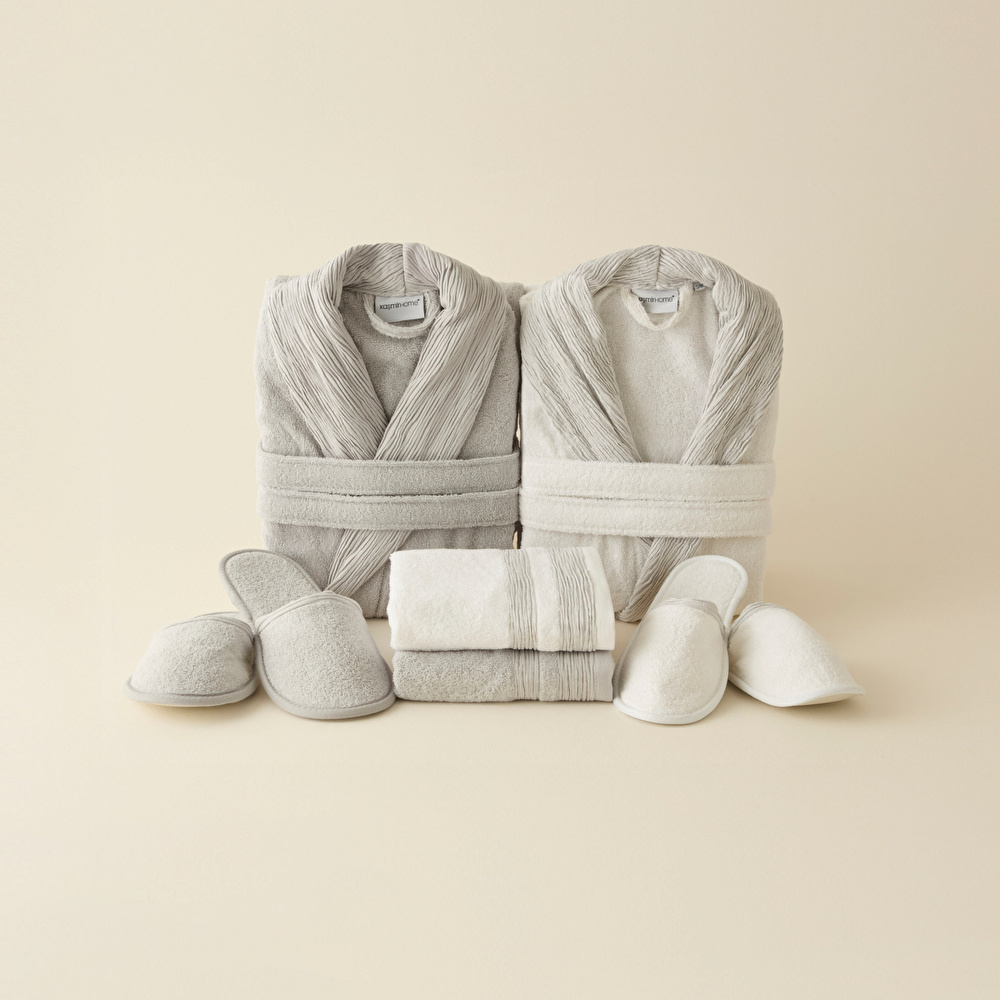 Kaşmir Home Elin 6 Parça Aile Banyo Seti Offwhite Gri görseli 7