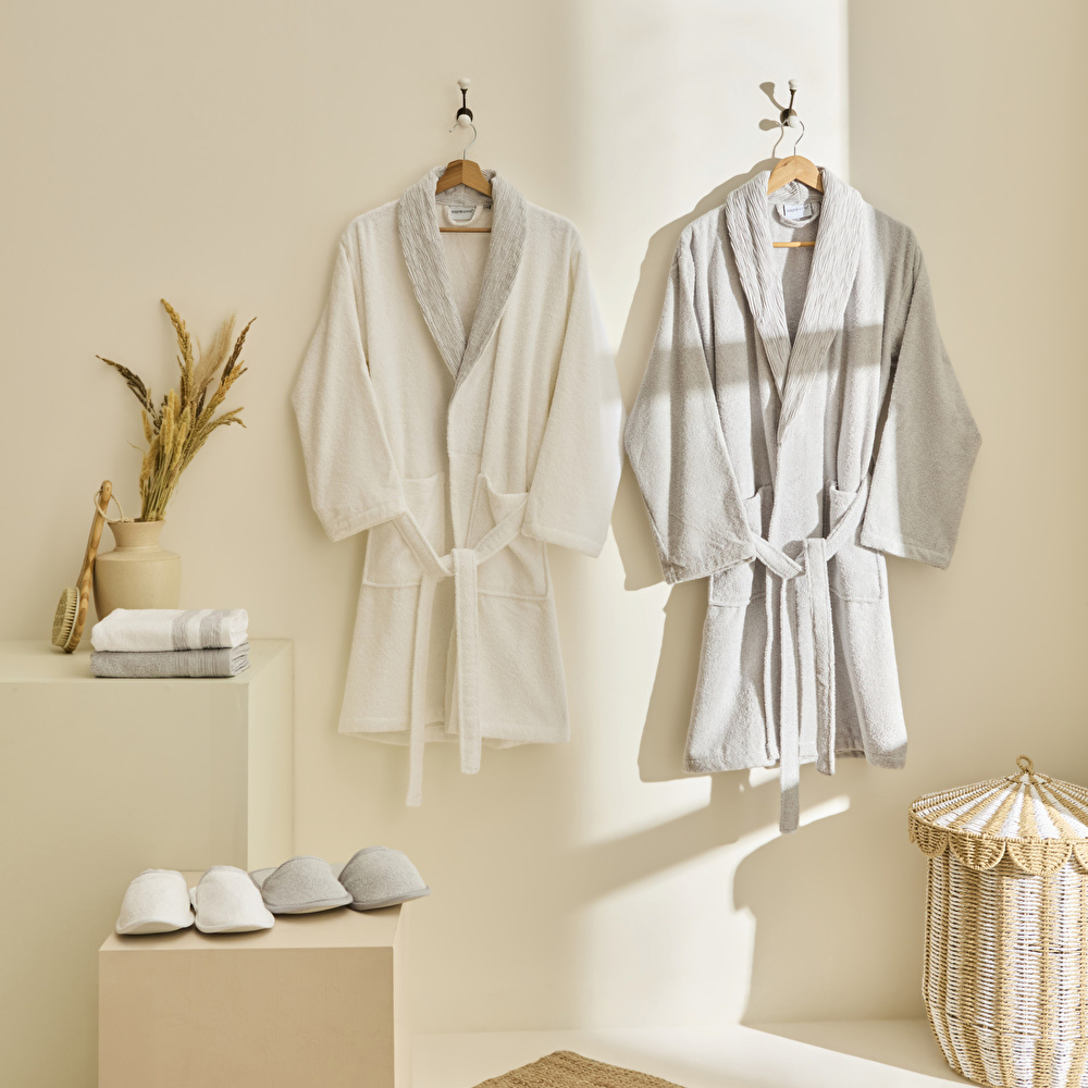 Kaşmir Home Elin 6 Parça Aile Banyo Seti Offwhite Gri görseli 1