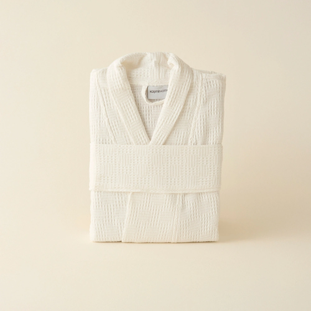 Kaşmir Home İris Waffle Bornoz Offwhite L-XL görseli 2