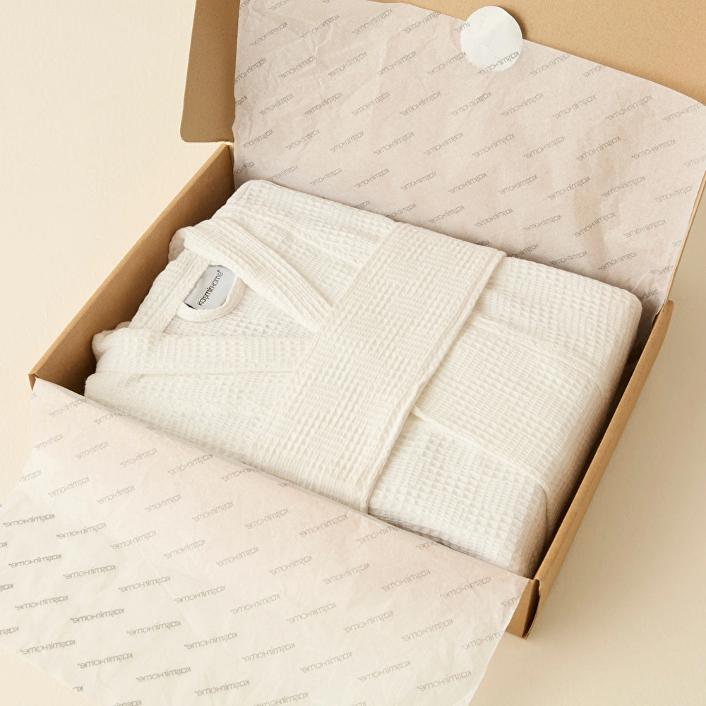 Kaşmir Home İris Waffle Bornoz Offwhite L-XL görseli 3