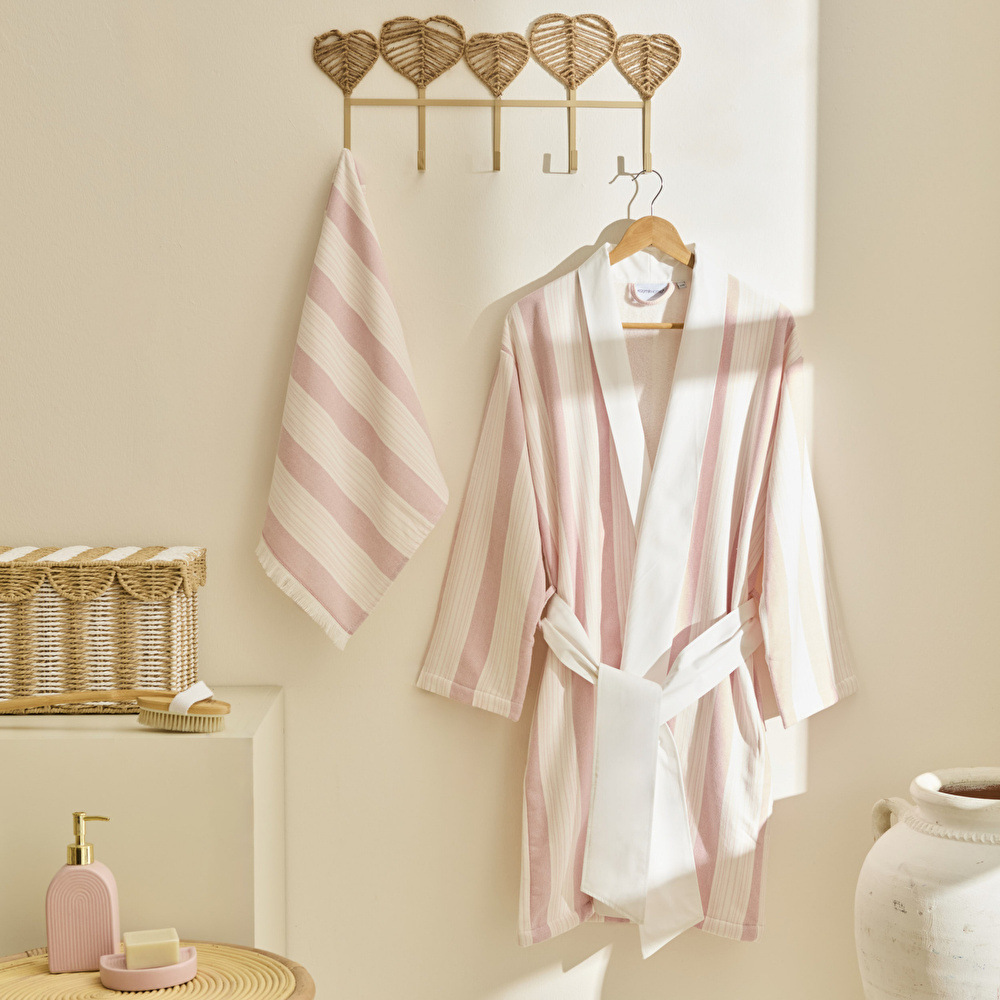Kaşmir Home Helen Kimono Set Offwhite-Rose S-M görseli 1