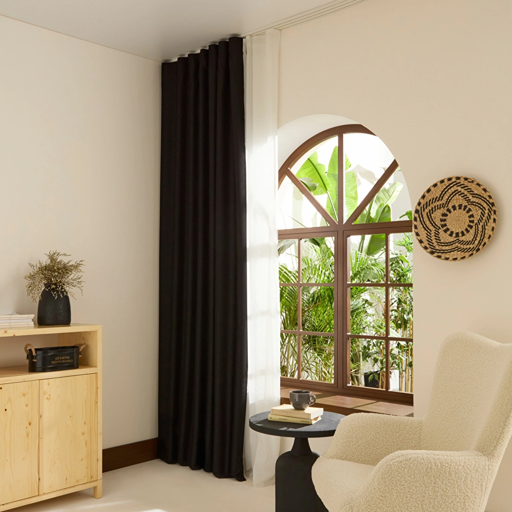 Kaşmir Home Harper Star Blackout Siyah Perde 150x270 cm görseli 1