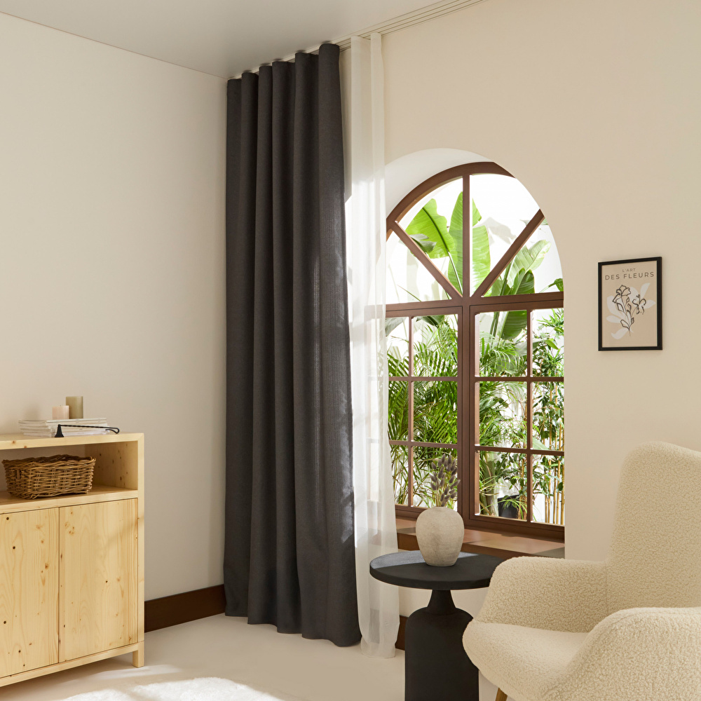 Kaşmir Home Perla Keten Fon Perde Antrasit 150x270 cm görseli 1