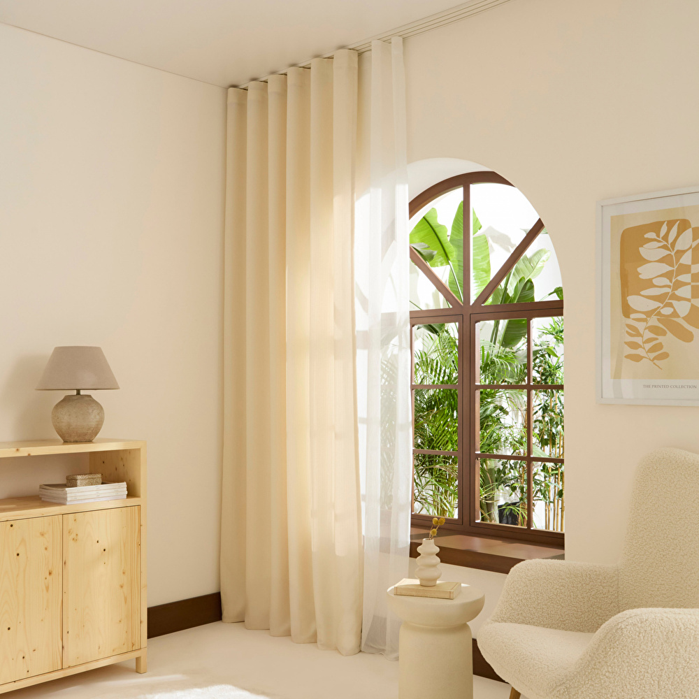 Kaşmir Home Perla Keten Fon Perde Krem 150x270 cm görseli 1