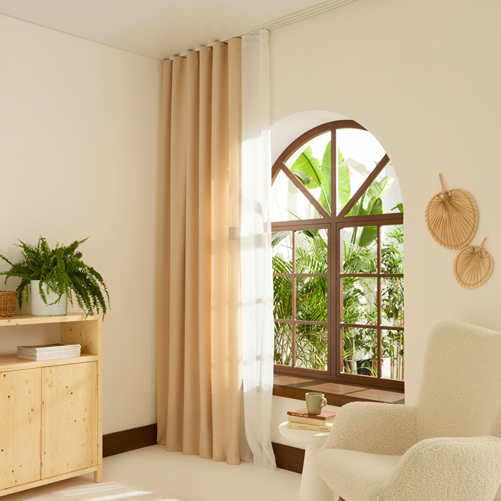 Kaşmir Home Perla Keten Fon Perde Açık Bej 150x270 cm görseli 1