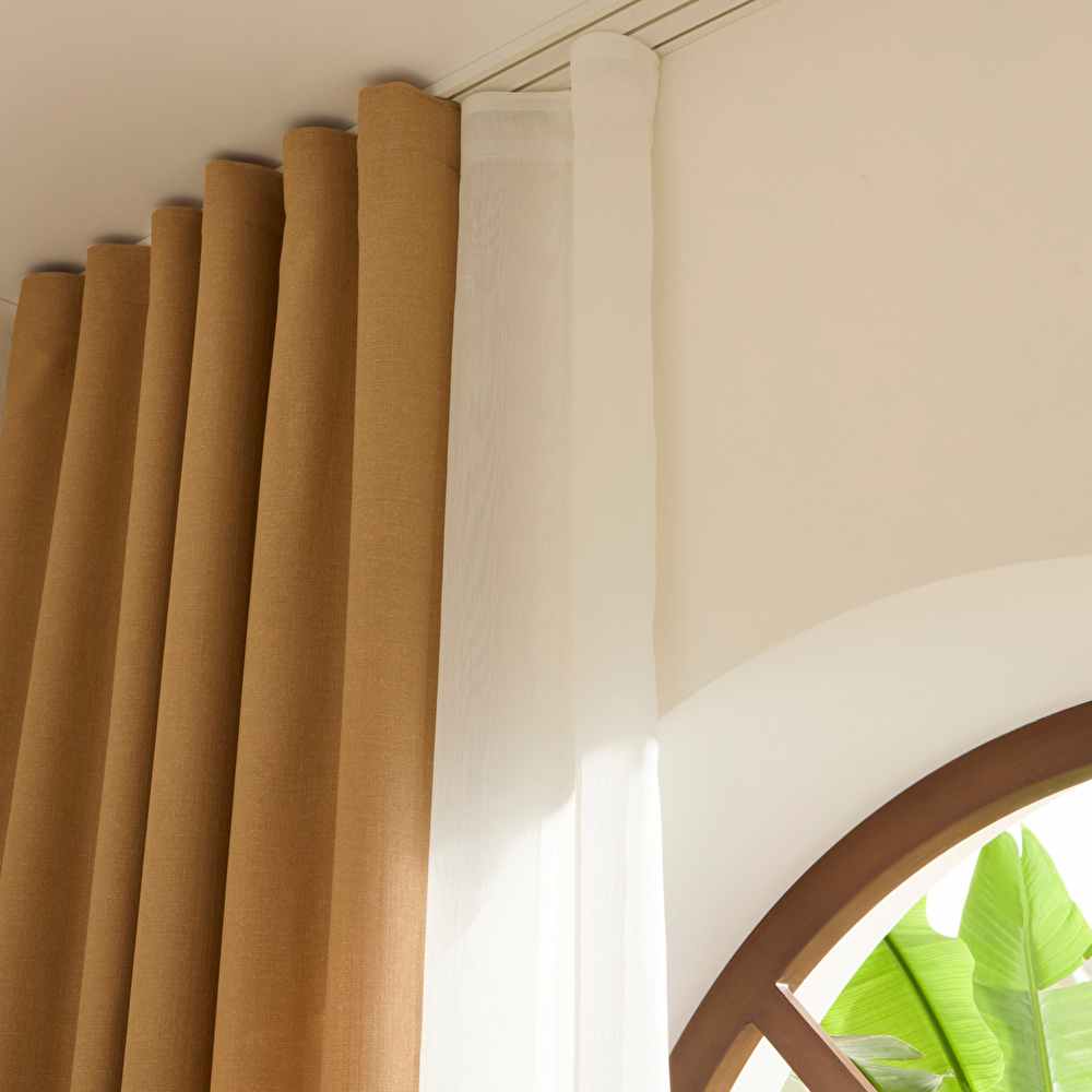 Kaşmir Home Perla Keten Fon Perde Bej 150x270 cm görseli 4