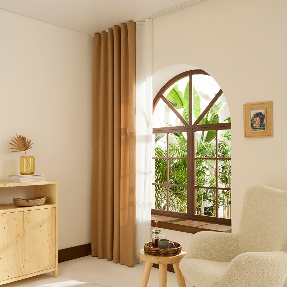 Kaşmir Home Perla Keten Fon Perde Bej 150x270 cm görseli 1