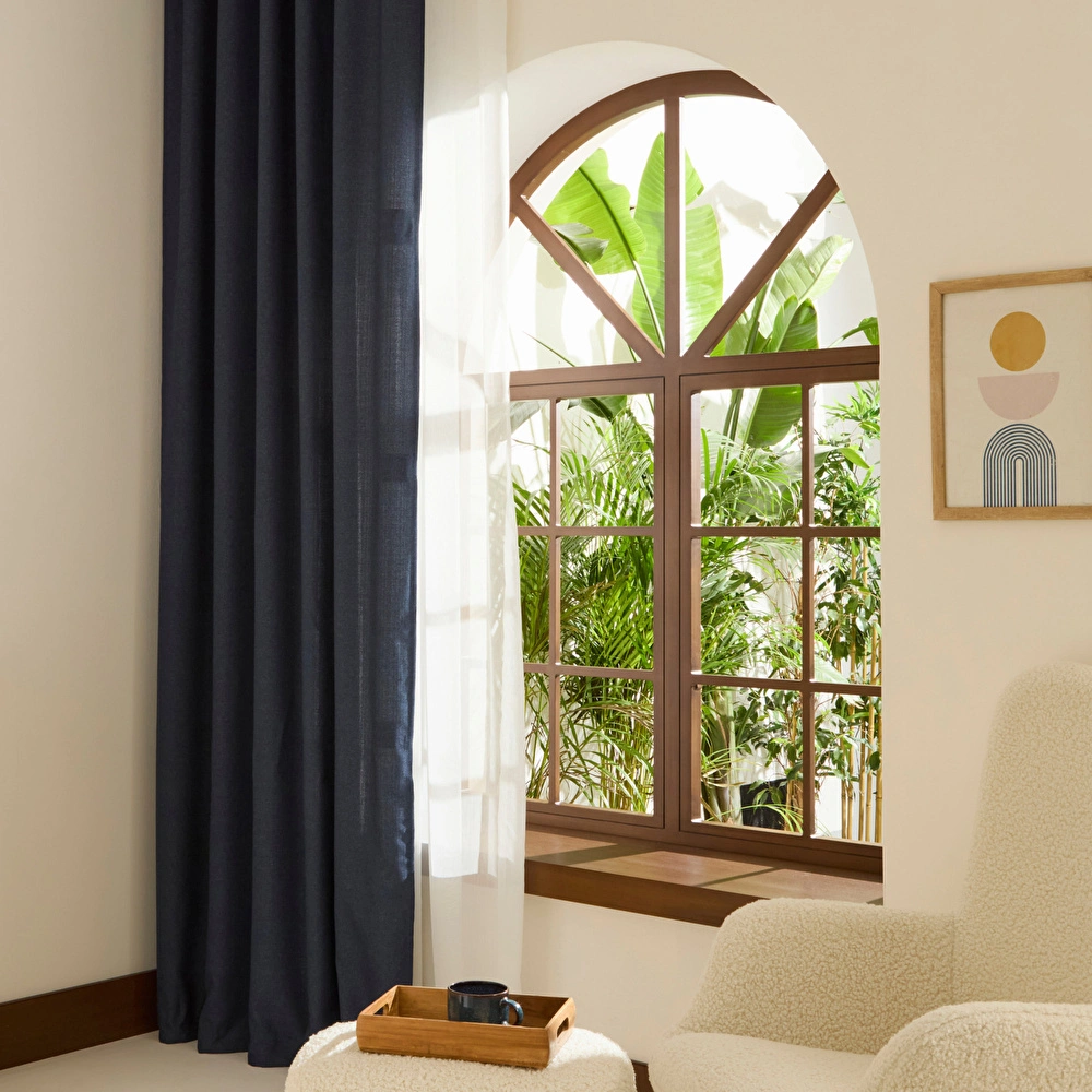 Kaşmir Home Perla Keten Fon Perde Petrol 150x270 cm görseli 2