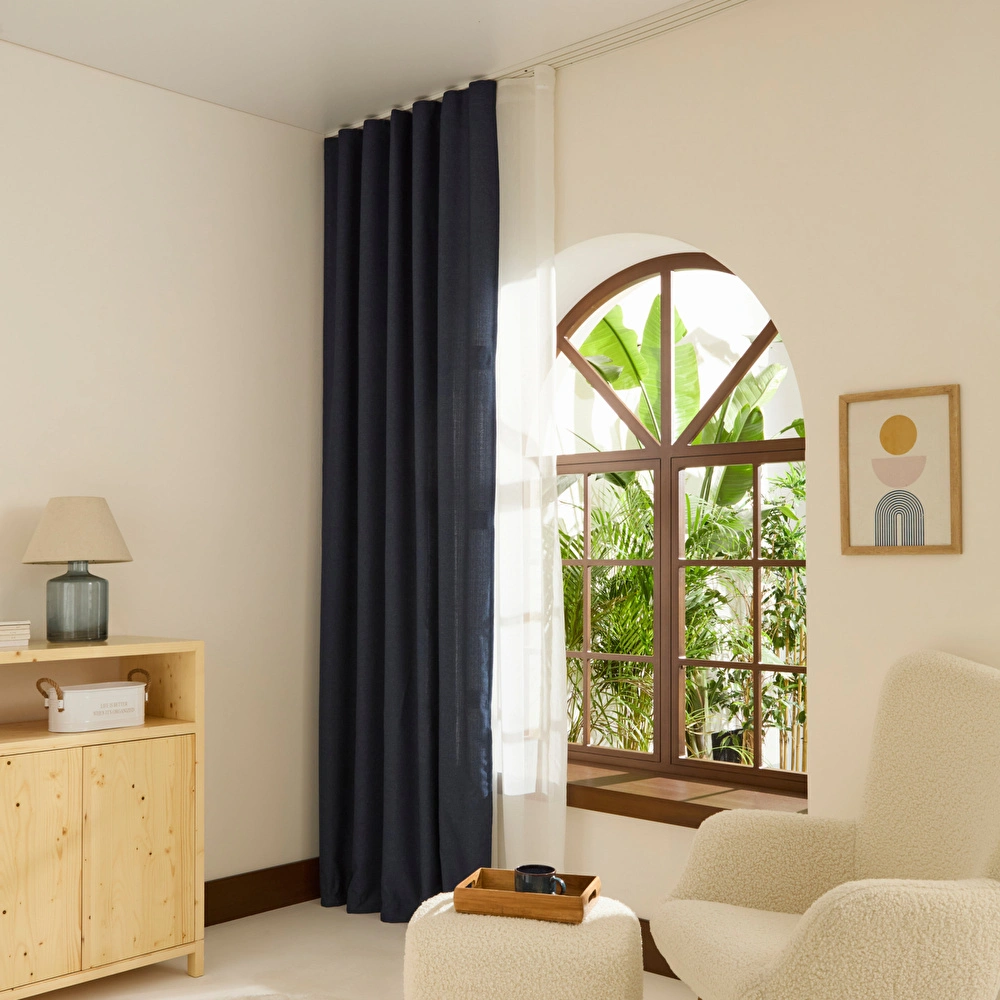 Kaşmir Home Perla Keten Fon Perde Petrol 150x270 cm görseli 1
