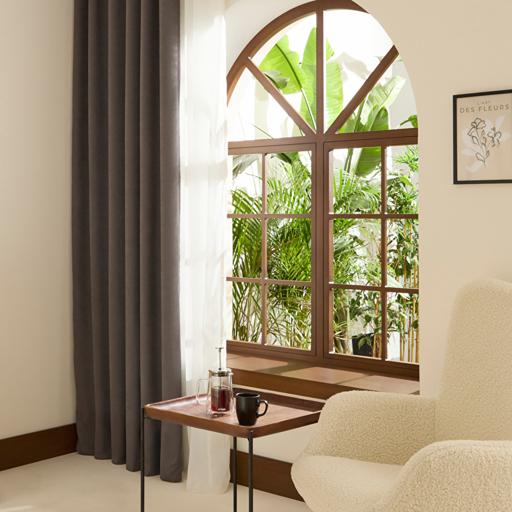 Kaşmir Home Holly Ada Fon Perde Koyu Gri 150x270 cm görseli 2