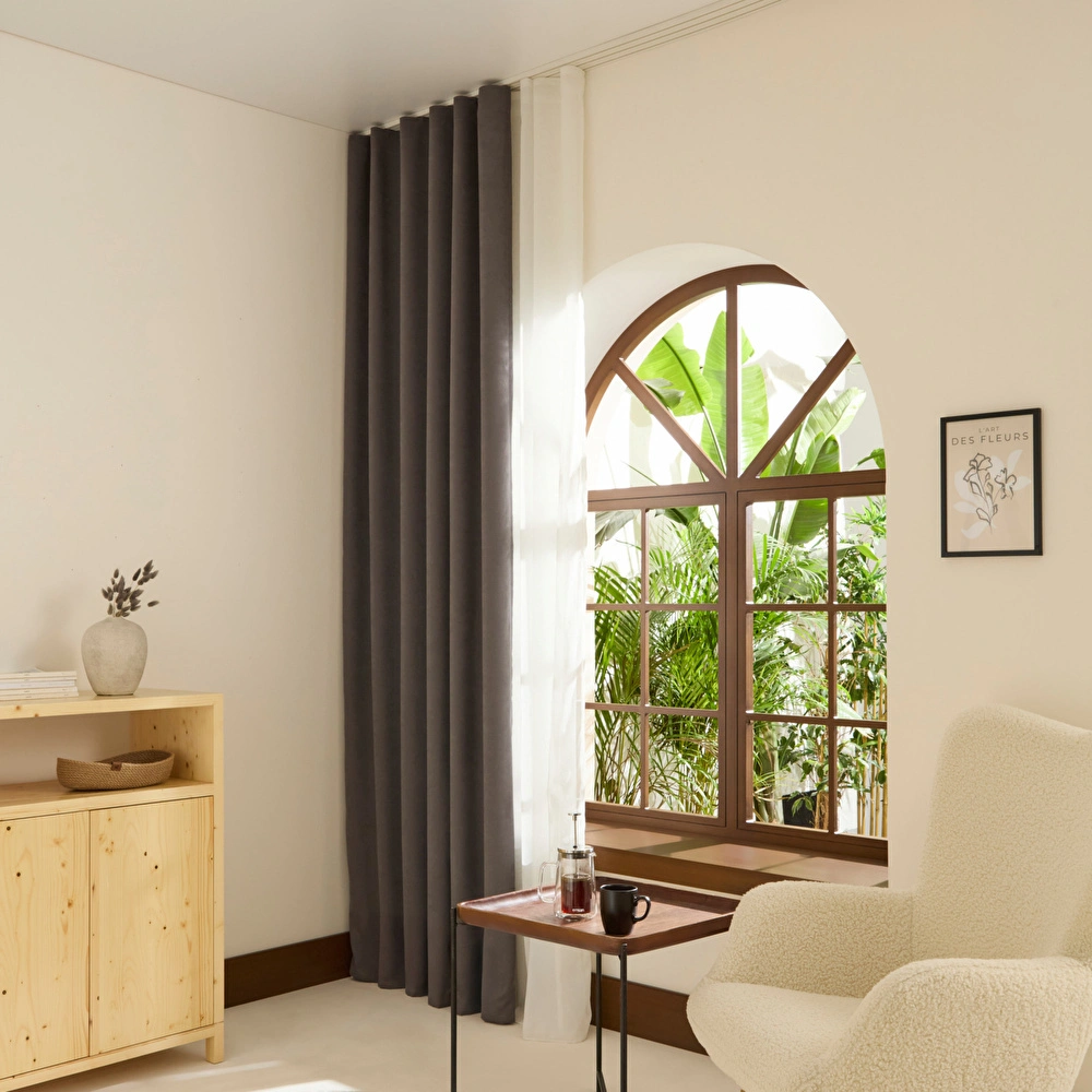 Kaşmir Home Holly Ada Fon Perde Koyu Gri 150x270 cm görseli 1