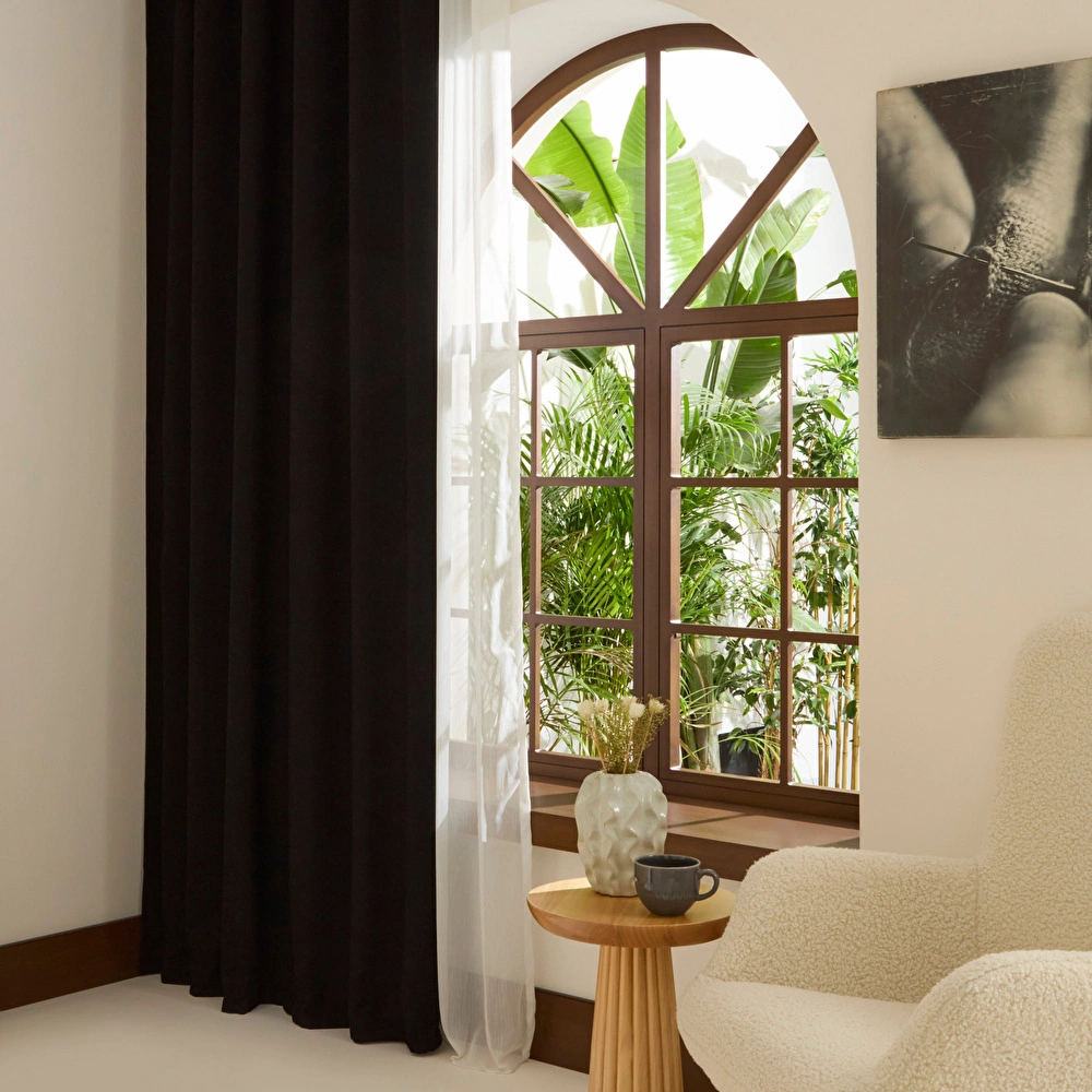 Kaşmir Home Holly Ada Fon Perde Koyu Siyah 150x270 cm görseli 3