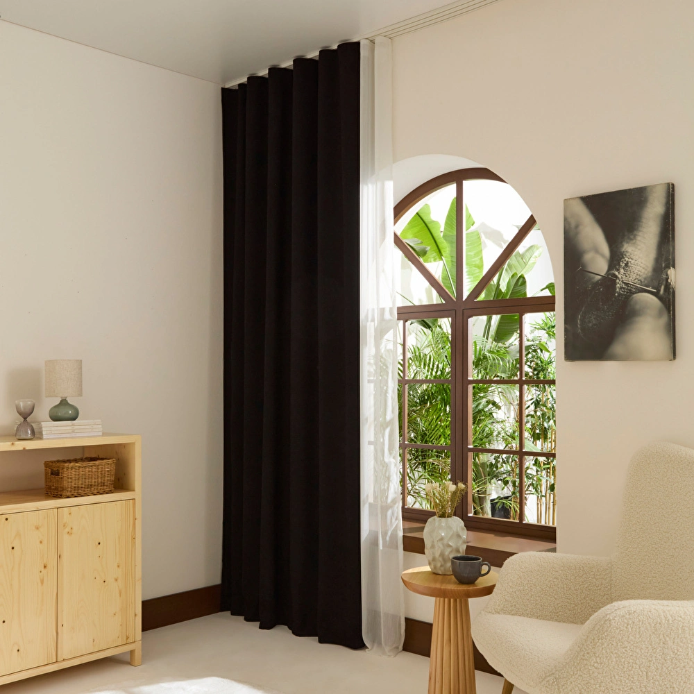 Kaşmir Home Holly Ada Fon Perde Koyu Siyah 150x270 cm görseli 1