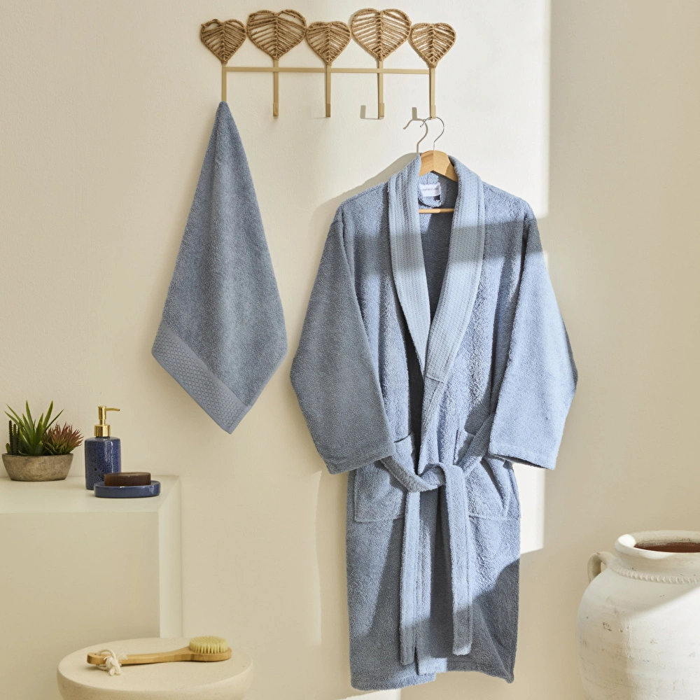 Kaşmir Home Maren Bornoz Set XL-XXL Mavi görseli 1