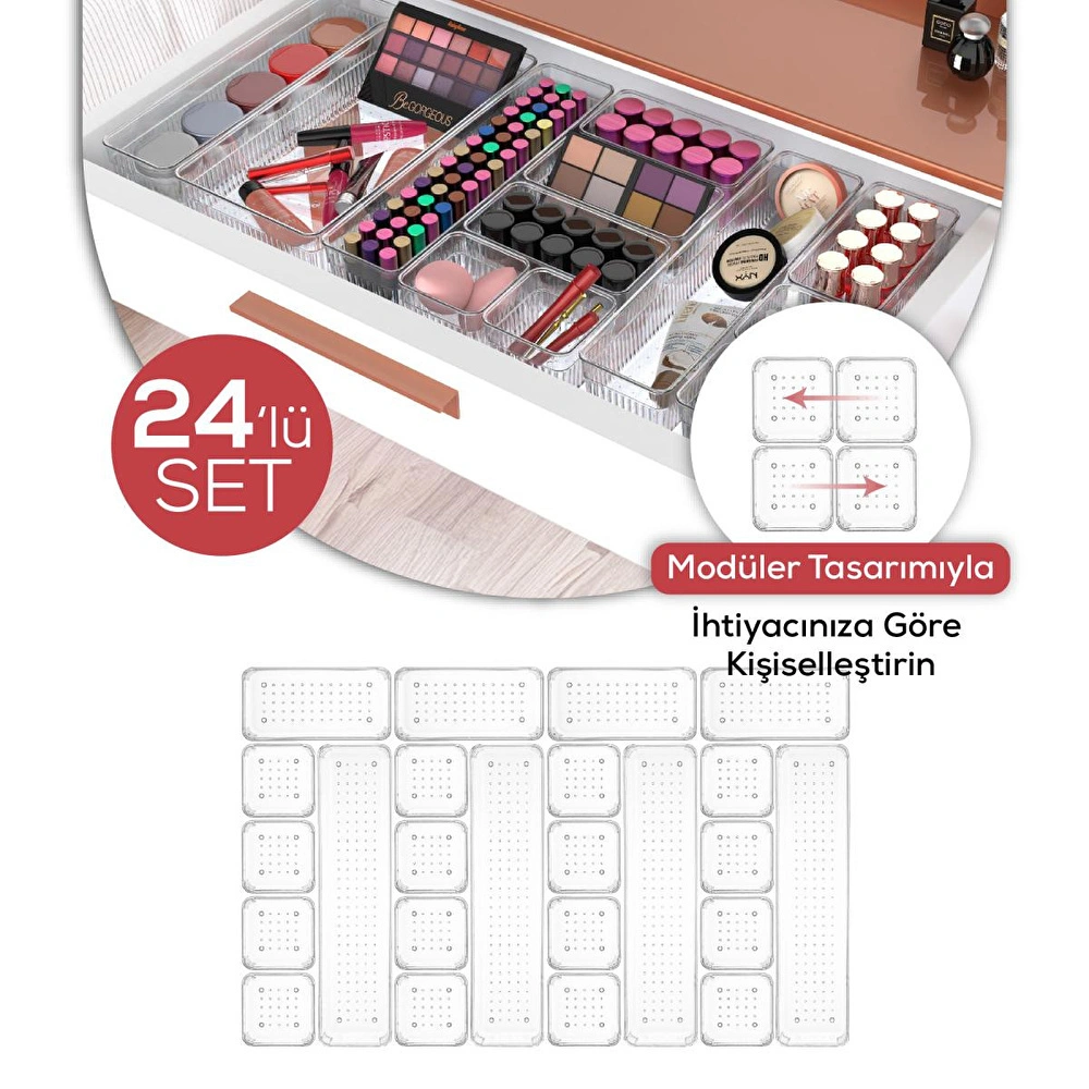 Vienev 24'lü Çekmece Içi Aksesuar Takı Ve Makyaj Düzenleyici Organizer görseli 1