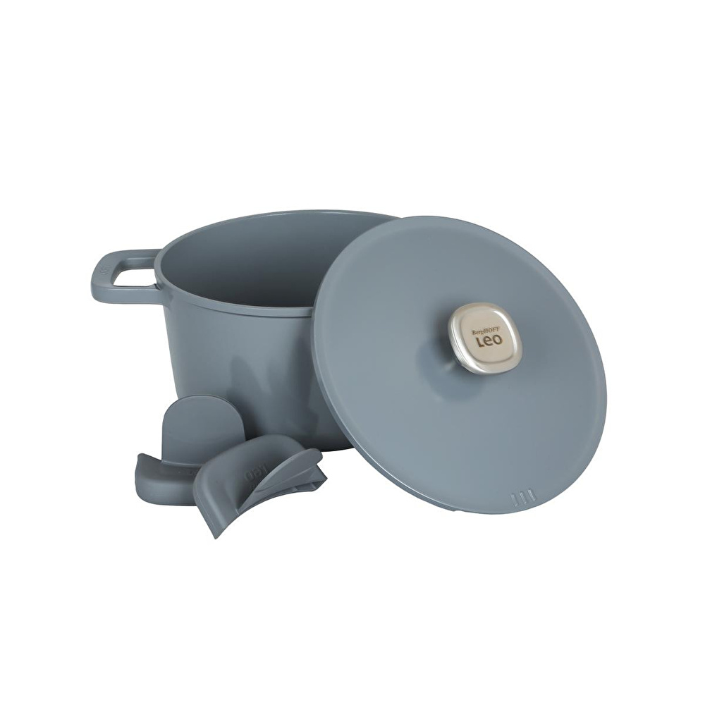 Berghoff Leo Phantom Kapakli Yapişmaz Derin Tencere 24 Cm Smoked Grey görseli 2