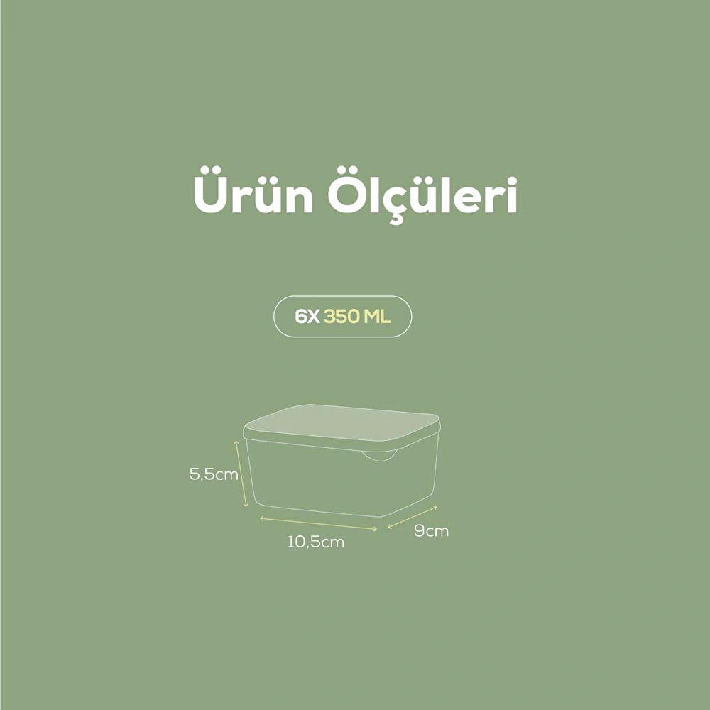 Vienev 6'lı 350 Ml Buzdolabı Dondurucu Organizer Mikrodalga Ve Difrize Uygun Saklama Kabı Mint görseli 2