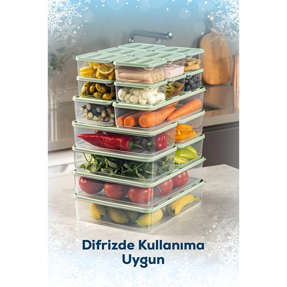 Vienev 20'li Buzdolabı Düzenleyici Organizer Mikrodalgaya Uygun Difriz Saklama Kabı Mint görseli 4
