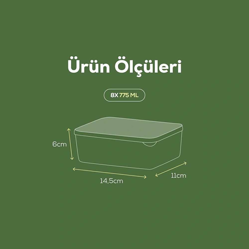 Vienev 8'li Buzdolabı Düzenleyici Organizer Mikrodalgaya Uygun Difriz Saklama Kabı Mint görseli 2