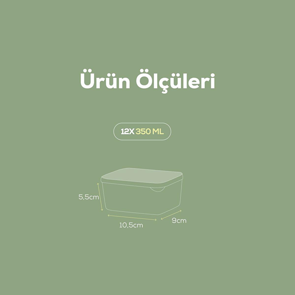 Vienev 12'li 350 Ml Buzdolabı Dondurucu Organizer Mikrodalga Ve Difrize Uygun Saklama Kabı Mint görseli 2