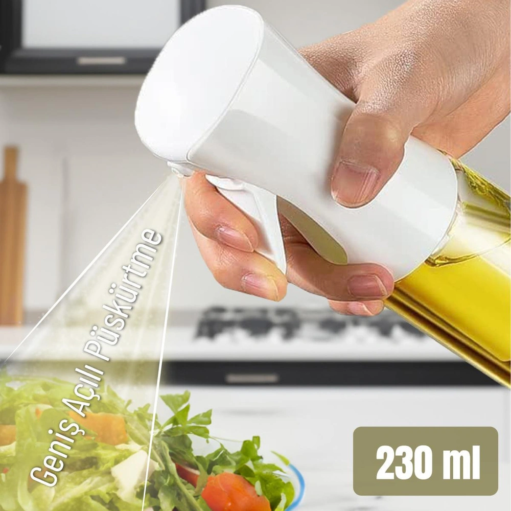 Vienev Airfryer Sprey Yağdanlık Cam Şişe - Izgara Fritöz Salata Yağ Püskürtücü Beyaz görseli 1