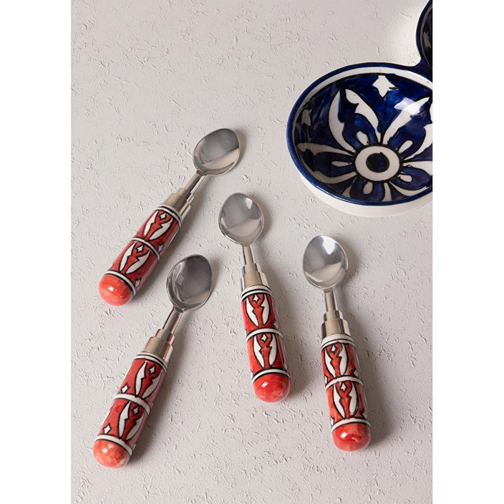 The Mia Corallo Dondurma Kaşığı 4 Lü Set Kırmızı görseli 2