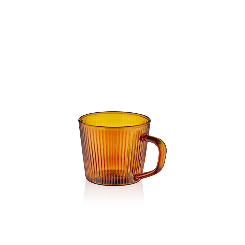 The Mia Striped Borosilikat Cam Kahve Kupası Amber 140 Ml görseli 1