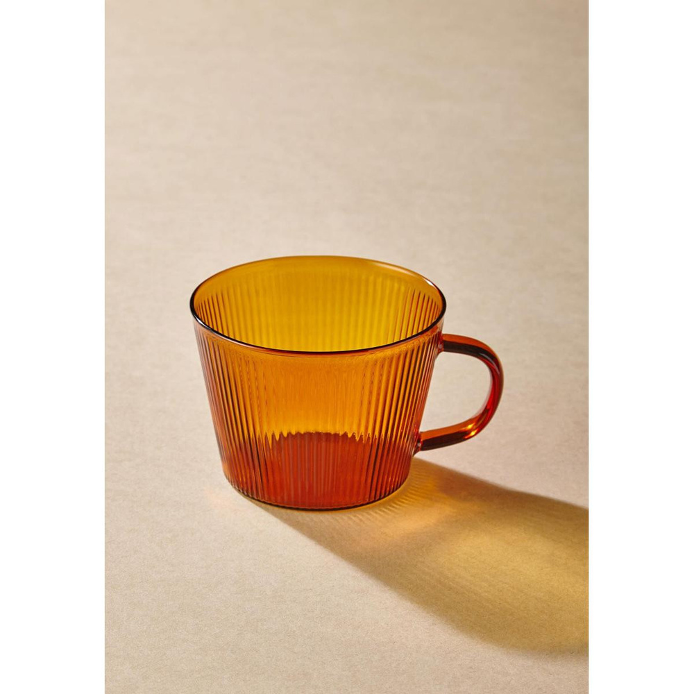 The Mia Striped Borosilikat Cam Kahve Kupası Amber 310 Ml görseli 5