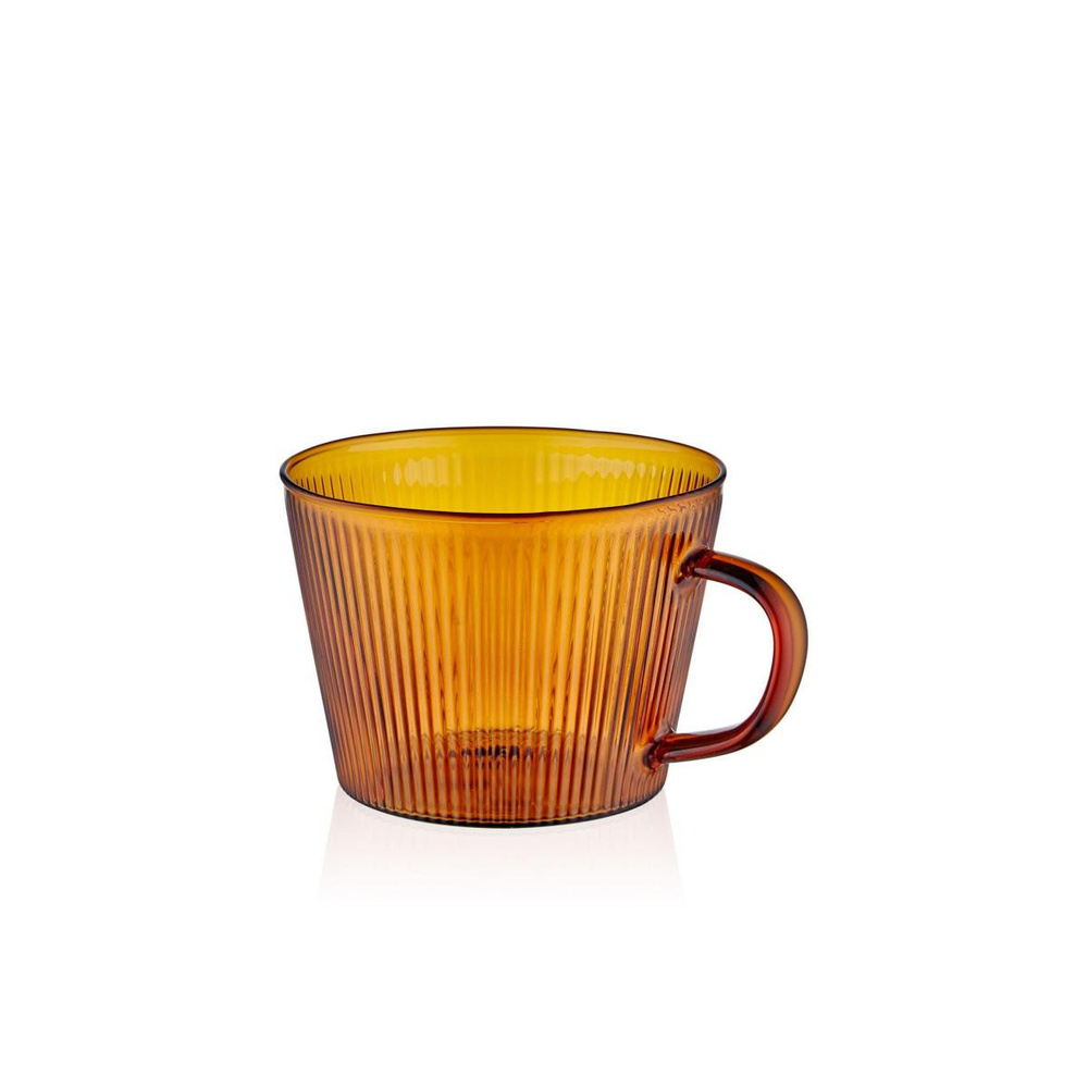 The Mia Striped Borosilikat Cam Kahve Kupası Amber 310 Ml görseli 2