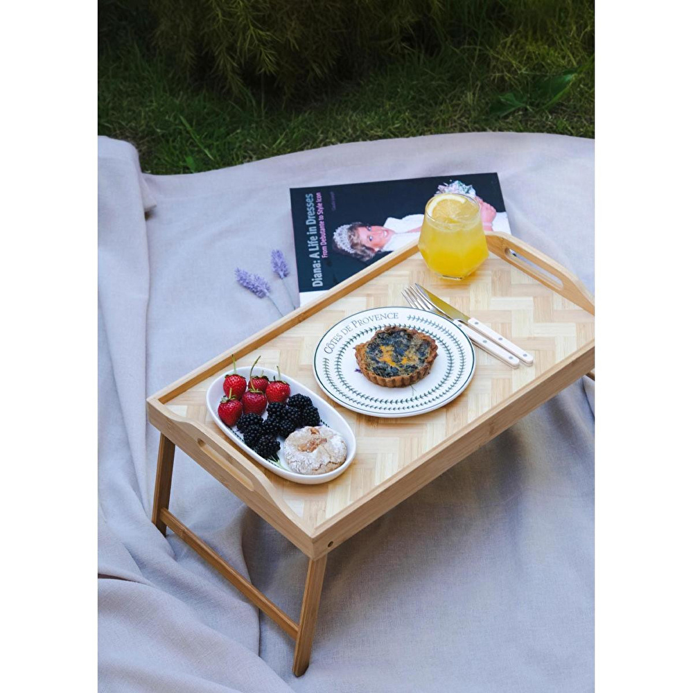 The Mia Wicker Bambu Katlanır Keyif Tepsisi 50x30 Cm görseli 4