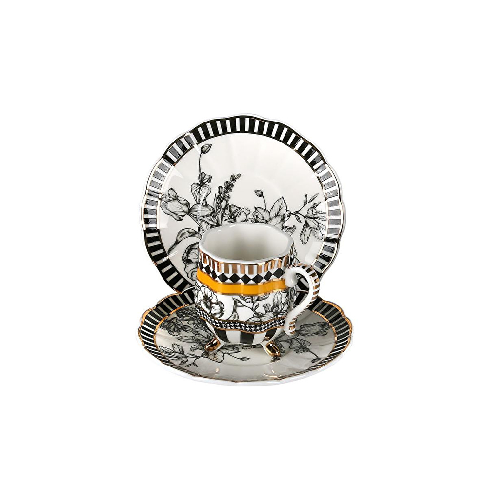 Lucky Art Maggey New Bone China Porselen 6lı Ayaklı Kahve Fincanı Seti görseli 4