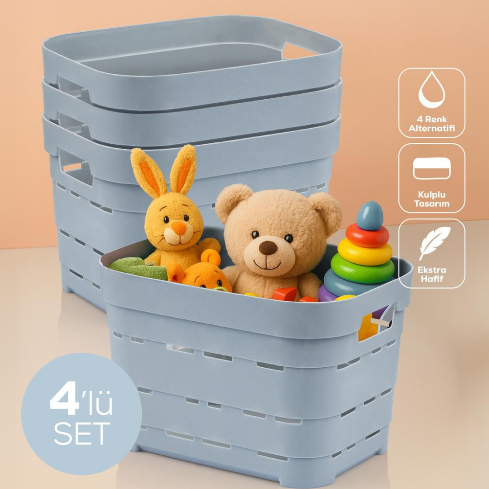 Vienev 4'lü 5 Litre Delikli Saklama Kutusu Mavi görseli 1