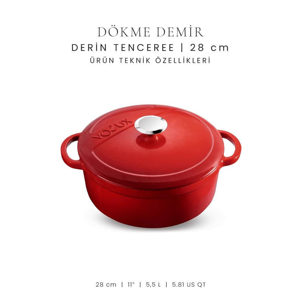 Voeux Kitchenware L'amour Kırmızı Derin Döküm Tencere 28 Cm görseli 4