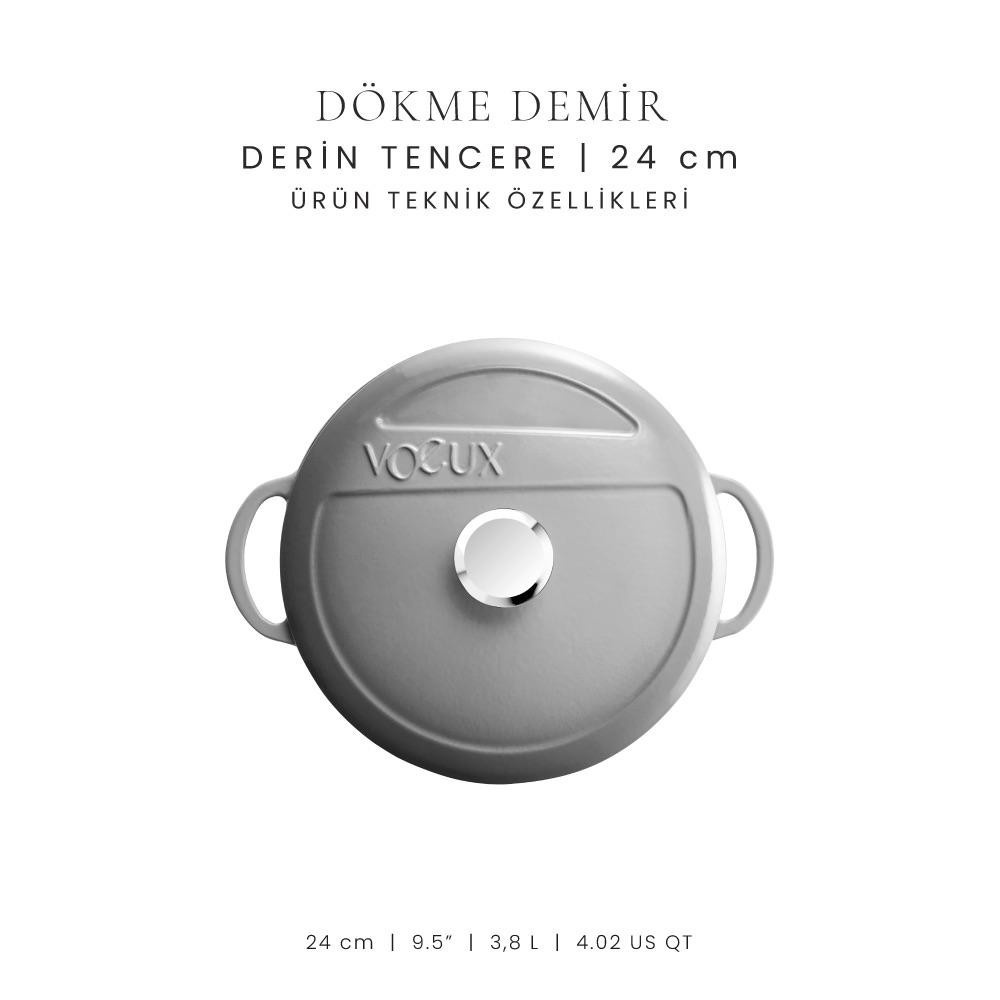 Voeux Kitchenware Gracieuse Gri Derin Döküm Tencere 24 Cm görseli 4
