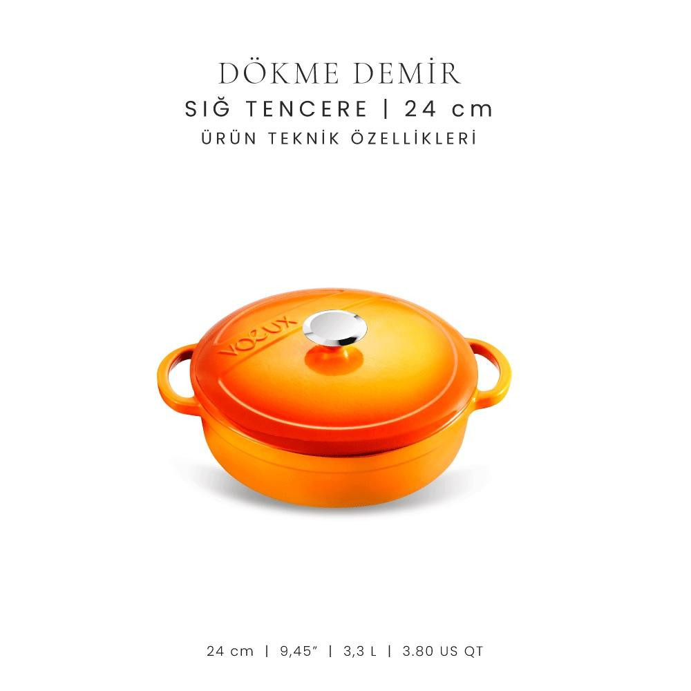 Voeux Kitchenware Amusant Turuncu Sığ Döküm Tencere 24 Cm görseli 4