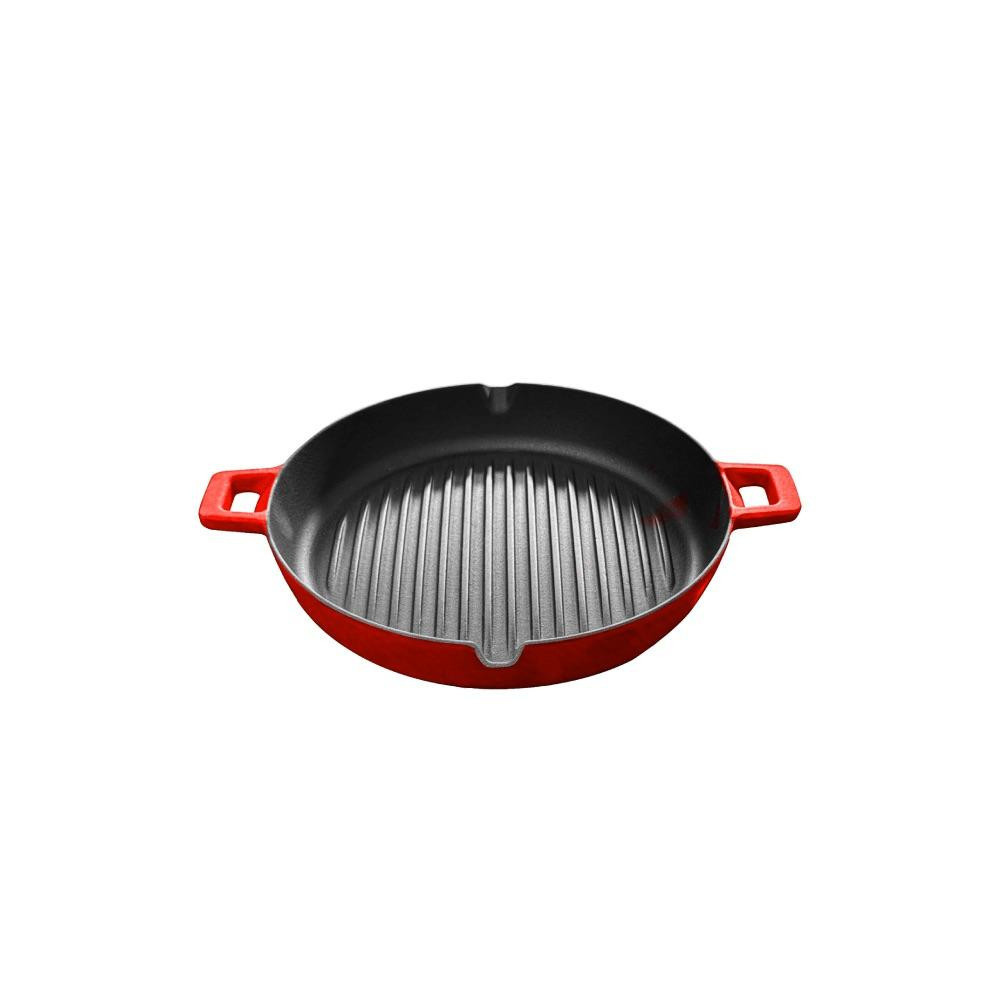 Voeux Kitchenware L'amour Kırmızı Döküm Yuvarlak Izgara Tava 30 Cm görseli 1