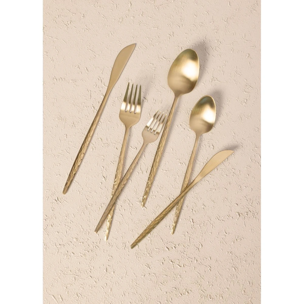 The Mia Shiny Çatal Kaşık Bıçak Takımı Mat Gold 24 Parça görseli 5
