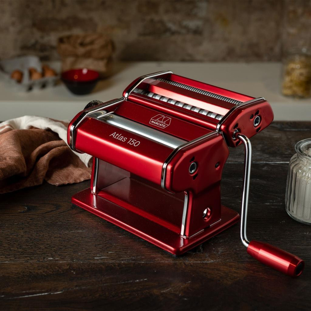 Marcato Atlas 150 Kırmızı Makarna Makinesi + Pastawheel görseli 2