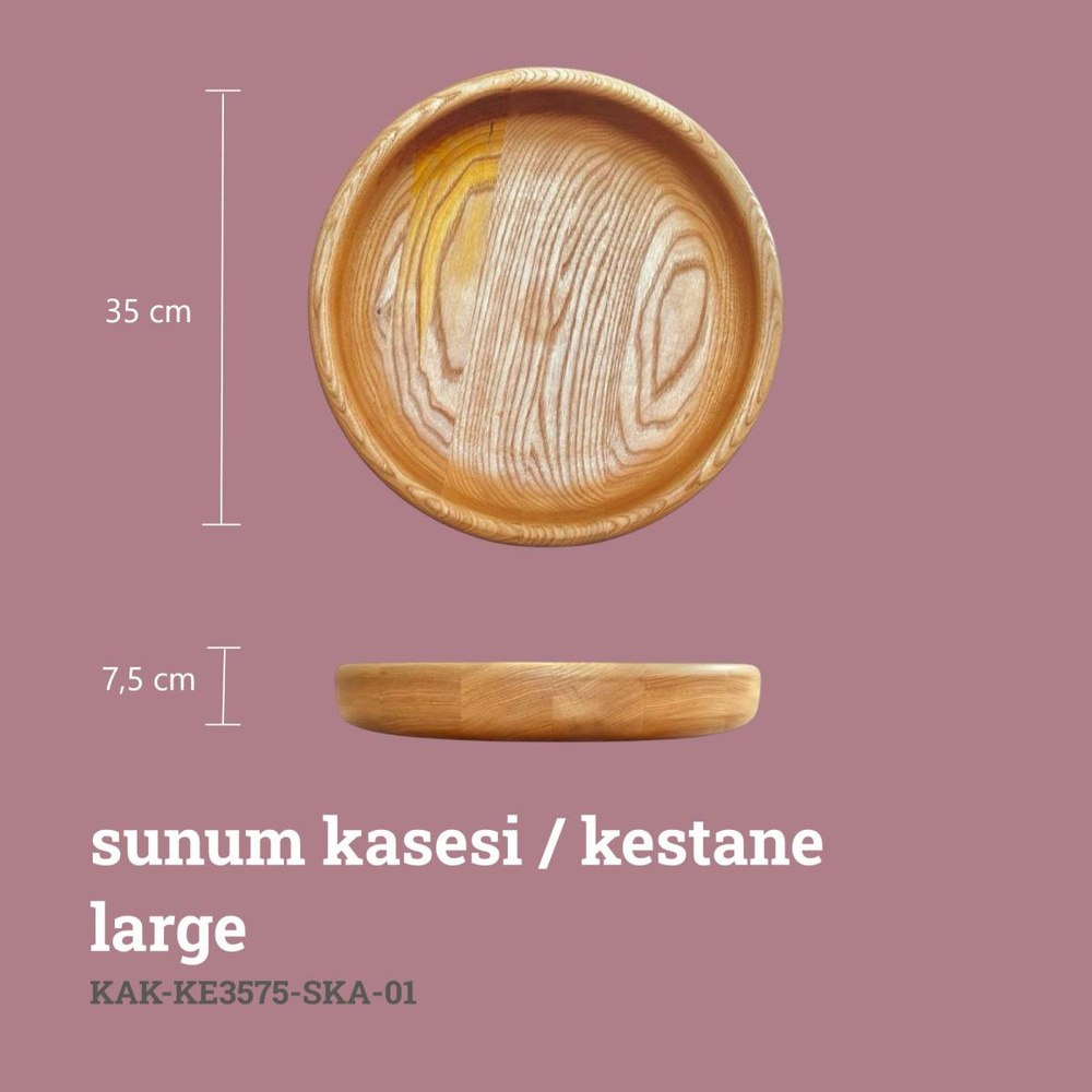 Kaf Ahşap Sunum Kasesi Kestane - L görseli 2