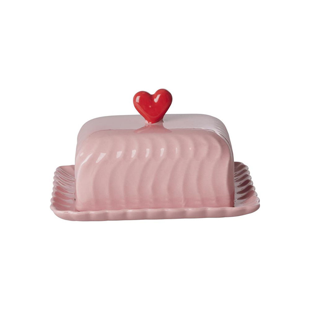 Rice Seramik Tereyağlık - Pembe Kalp görseli 1