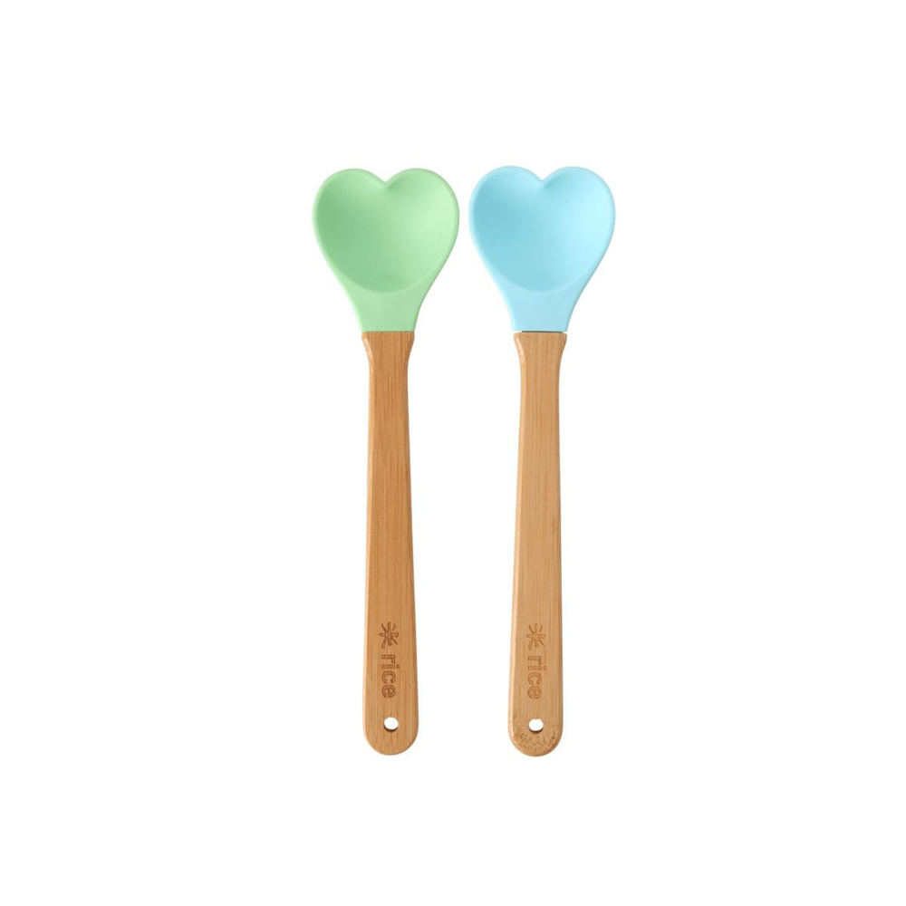 Rice Silikon Mini Kalp Kaşık - Mint Ve Yeşil görseli 1