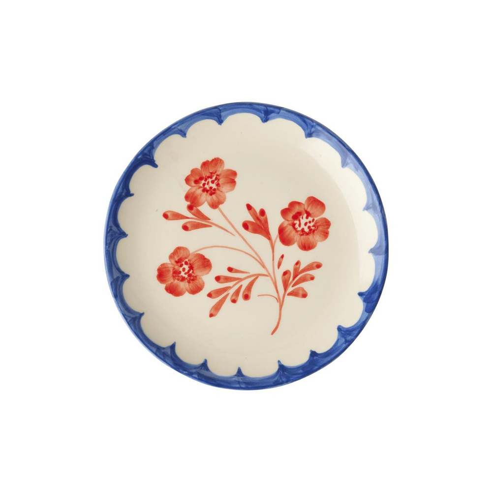 Rice El Yapımı Seramik Tatlı Tabağı - Vintage Çiçek görseli 1