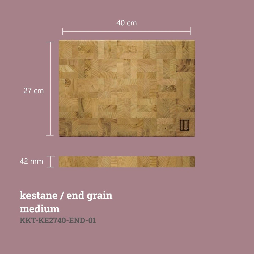 Kaf Ahşap Kesme Tahtası Kestane (End Grain) - M görseli 2