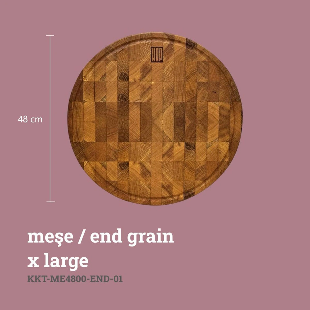 Kaf Ahşap Kesme Tahtası Meşe Daire (End Grain) - XL görseli 2