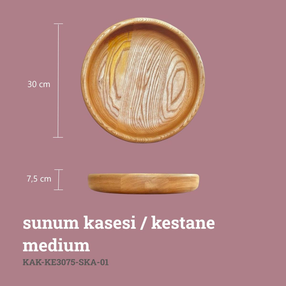 Kaf Ahşap Sunum Kasesi Kestane - M görseli 2